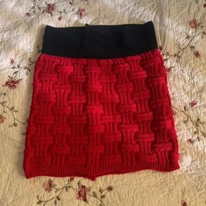 Red knitted mini skirt